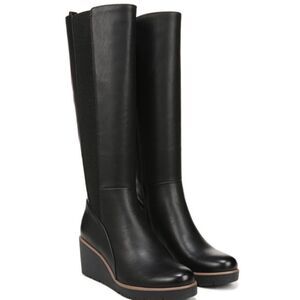 SOUL Naturalizer Adrian Wide Calf Wedge Boot Black Size 8M NWOB